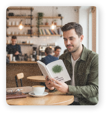 man is reading a book